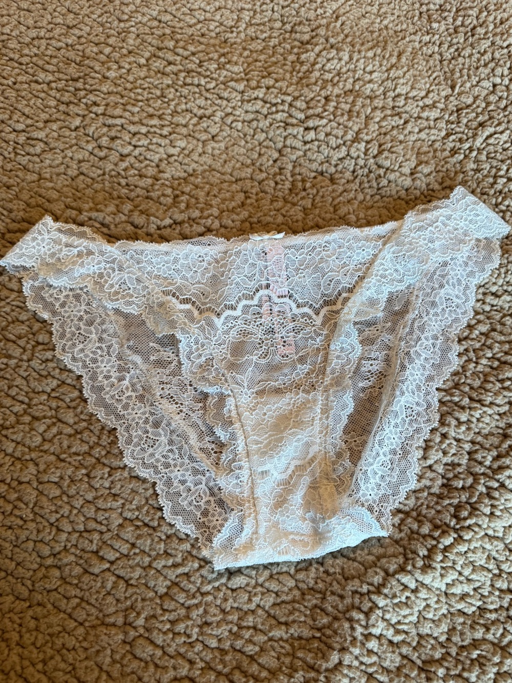 Victoria's Secret cream Floral Lace Bikini Panty